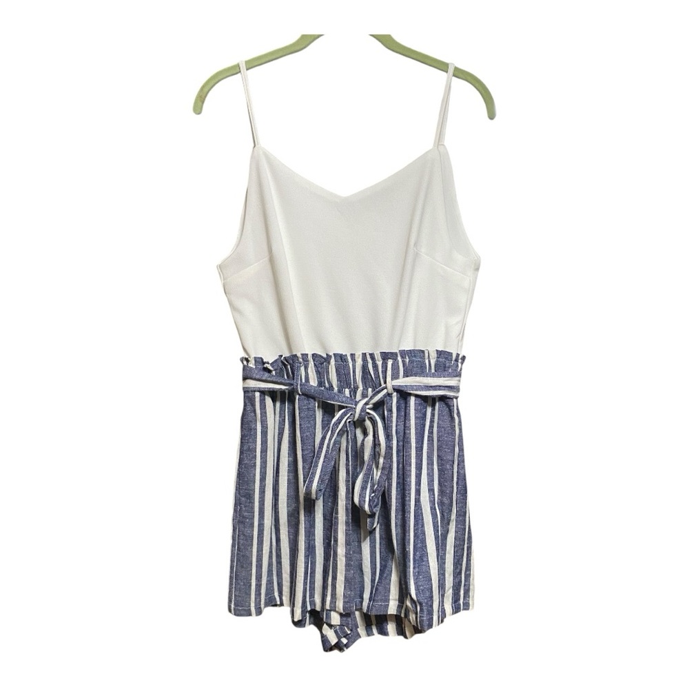 Blue Rain White and Blue Striped Romper M